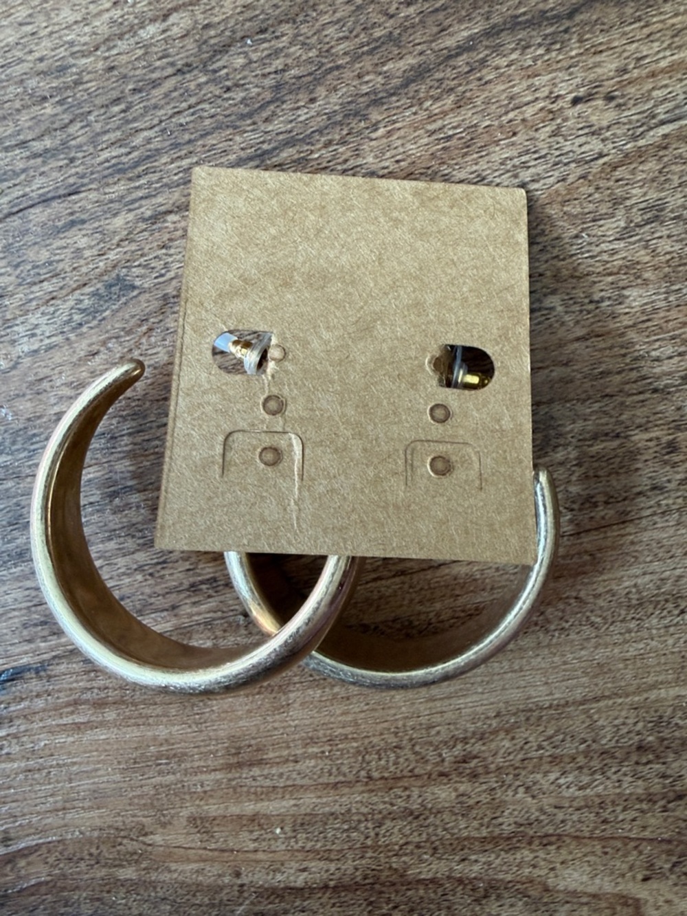 Plunder Brushed Gold Chunky Hoop Earrings - Picture 3 of 4
